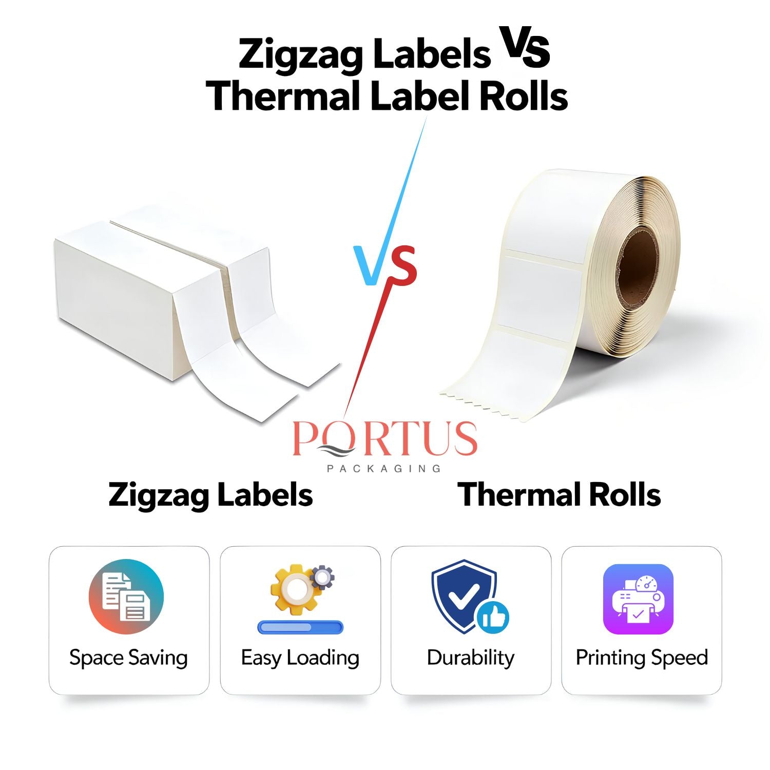 zigzag labels, thermal labels roll, shipping labels, label comparison, label types for business